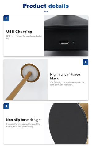 Black Modern Minimalist Aluminum LED Mushroom Night Light | Creative Bedside Atmosphere Lamp for Dining Room & Bedroom