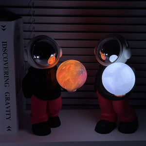 Creative Astronaut Bluetooth Speaker | Black Top + Red Pants | Holding the Dreamy Starry Sky | 3D Starry Sky Lighting | Portable Wireless Moon Lamp | Unique Gift Idea
