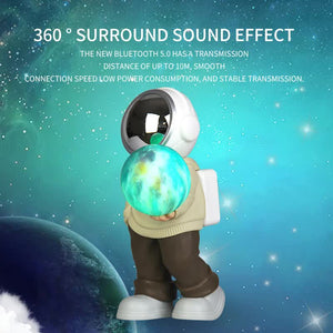 Creative Astronaut Bluetooth Speaker | Black Top + Red Pants | Holding the Dreamy Starry Sky | 3D Starry Sky Lighting | Portable Wireless Moon Lamp | Unique Gift Idea