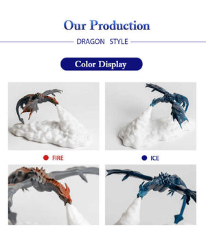Blue Ice Dragon 3D Printed LED Dragon Flame Night Light | Unique Decorative Lamp for Desk, Bedroom & Gift Ideas