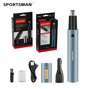 Light Blue Electric Nose Hair Trimmer | Sideburn Cutter | Portable USB Rechargeable Grooming Kit