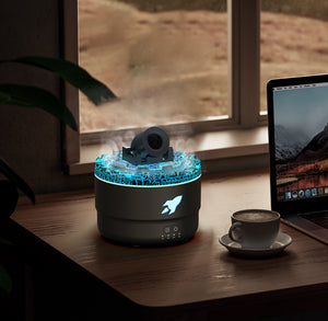 White Cannon-Shaped Aromatherapy Diffuser | 280ml Ultrasonic Humidifier | LED Lights | Dual Mist Modes | Desktop Air Freshener