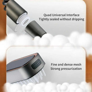 White Handheld Shower Head with Silicone Brush & Massage Function | High-Pressure Water Spray