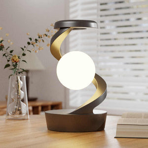 Black 360° Rotating Floating Night Light | Wireless Charging Table Lamp | 7-Color RGB | USB Rechargeable