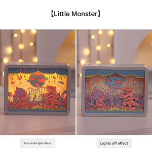 Little Monsters 3D Paper Carving Night Light | USB/Battery Powered | Creative Bedside Atmosphere Lamp