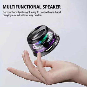 Portable Mini Bluetooth Speaker | Black | Magnetic Base | High-Quality Bass | Surround Sound | Colorful Ambient Lighting | USB Rechargeable | 6-Hour Battery