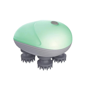 Green Mini Electric Head Massager | Portable 3D Massage Device | Waterproof, Rechargeable & Compact