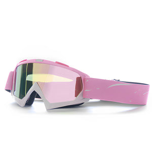 Progressive Pink + Rose Pink Lenses | Outdoor Protective Motorcycle Goggles | Windproof | Dustproof | Skiing | Cycling Eyewear | Lightweight Anti-Fog Design | Men and Women