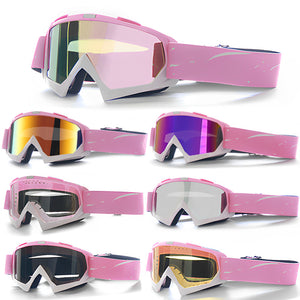 Progressive Pink + Rose Pink Lenses | Outdoor Protective Motorcycle Goggles | Windproof | Dustproof | Skiing | Cycling Eyewear | Lightweight Anti-Fog Design | Men and Women