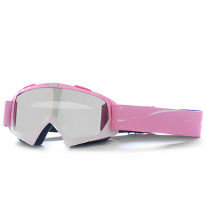 Progressive Pink + Silver Lenses | Outdoor Protective Motorcycle Goggles | Windproof | Dustproof | Skiing | Cycling Eyewear | Lightweight Anti-Fog Design | Men and Women