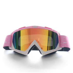 Progressive Pink + Silver Lenses | Outdoor Protective Motorcycle Goggles | Windproof | Dustproof | Skiing | Cycling Eyewear | Lightweight Anti-Fog Design | Men and Women