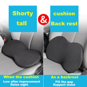 Red Mini Car Seat Cushion | Memory Foam | Height-Boost | Removable Cover | All-Season Use