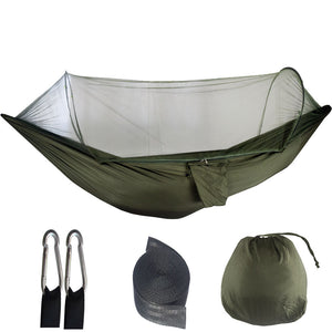 Automatic Pop-Up Mosquito Net Hammock | Dark Green | 200kg Load Capacity | Lightweight Outdoor Camping Gear | Quick Setup & Durable Design