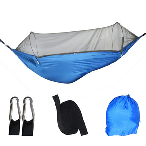Automatic Pop-Up Mosquito Net Hammock | Blue | 200kg Load Capacity | Lightweight Outdoor Camping Gear | Quick Setup & Durable Design