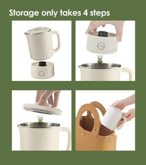 White Portable Foldable Travel Electric Kettle | 304 Stainless Steel | Electric Water Boiler