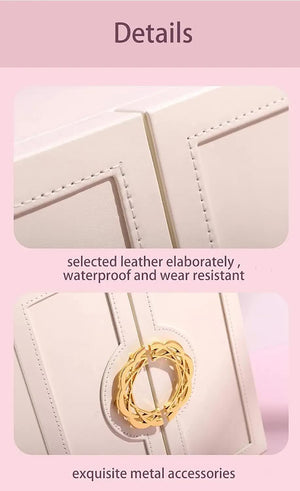 Pink Elegant Jewelry Storage Box | 5-Layer Large Capacity | Dual Opening Doors | Organize Necklaces, Rings, Earrings