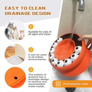 Orange Interactive Slow Feeder Cat Bowl | 15° Tilt Design | Puzzle Feeder for Healthy Eating