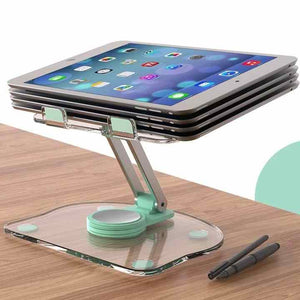 White Acrylic Foldable Tablet & Phone Stand | 360° Rotation | Anti-Slip | Portable Device Holder