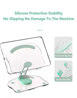 White Acrylic Foldable Tablet & Phone Stand | 360° Rotation | Anti-Slip | Portable Device Holder
