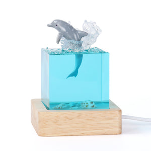 Shell Dolphin Jumping Handcrafted Ocean Resin Whale Night Light | Unique Home Décor Table Lamp