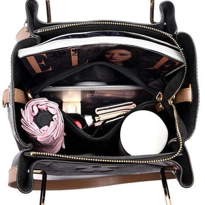 Dark Brown Elegant Embossed PU Leather Tote Bag for Women | Large Capacity Handbag | Inner Pouch