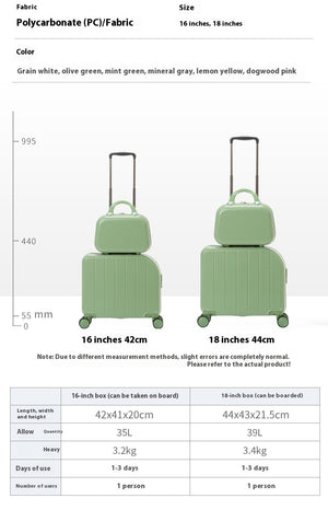 Dark Green 18-Inch Lightweight Carry-On Luggage | Waterproof & Anti-Theft | Silent Universal Wheels