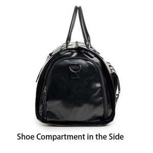 Brown PU Leather Travel Duffel Bag | Multifunctional Overnight Gym Bag | Spacious & Durable