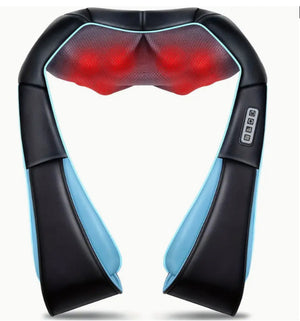 Portable Kneading Neck & Shoulder Massager with Heat | Four-Button Design | Blue