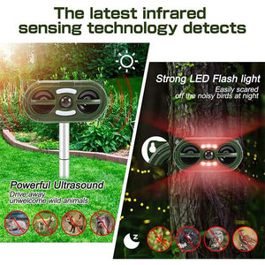 Solar-Powered Ultrasonic Animal Repeller | Outdoor Waterproof Pest Deterrent | Rodents, Birds & More
