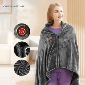 Electric Heated Flannel Blanket | 150x80cm | USB-Powered Wearable Heating Shawl