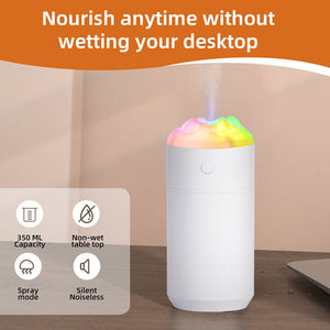 2 Pack | White Portable 350ML LED Desk Humidifier | Non-Wet Design | Silent Cool Mist for Home, Office & Car