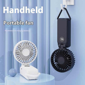White Portable Handheld Fan | 2000mAh Battery | 3-in-1 Desk, Handheld & Hanging Fan | Model Q3
