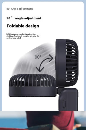 Navy Blue Portable Handheld Fan | 2000mAh Battery | 3-in-1 Desk, Handheld & Hanging Fan (Q3 Model)