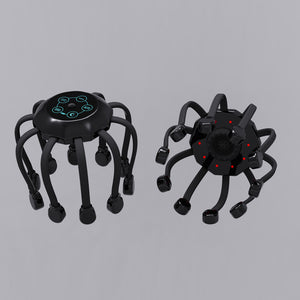 Black Upgraded B Model Electric Head Massager | 5 Modes + Vibration + Timing + Red Light | 14 Nodes