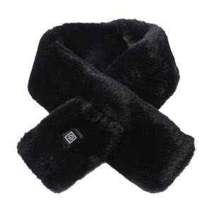 Black Adjustable Electric Heated Scarf with Plush Fabric | 3 Heat Settings