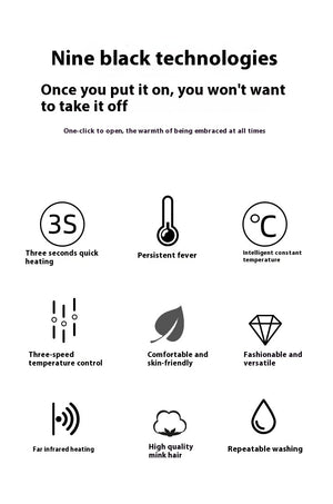 Black Adjustable Electric Heated Scarf with Plush Fabric | 3 Heat Settings