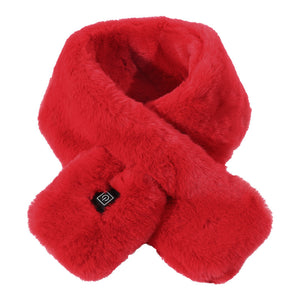 Red Adjustable Electric Heated Scarf with Plush Fabric | 3 Heat Settings