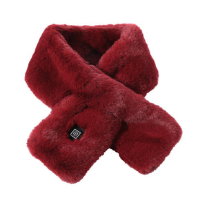 Wine Red Adjustable Electric Heated Scarf with Plush Fabric | 3 Heat Settings