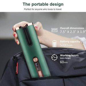 Cordless Automatic Hair Curler | Adjustable Temperature | Green