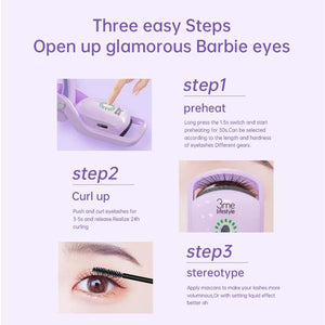 Purple Electric Heated Eyelash Curler | 3 Temperature Settings | Rechargeable | Compact Design