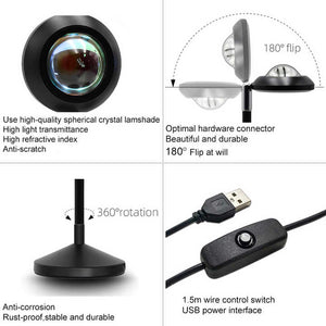 UFO RGB Sunset Projection Lamp with 16 Colors and Remote Control | Black