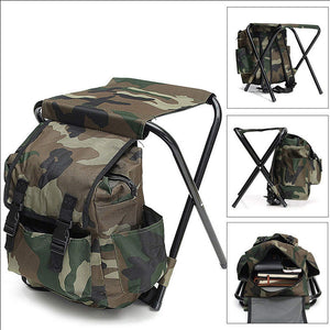 Camo | Foldable Backpack Stool | Outdoor Camping, Fishing & Hiking | Portable & Lightweight