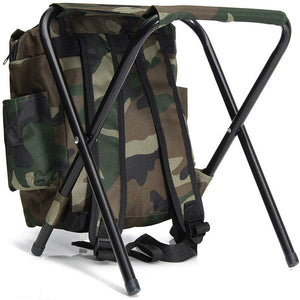Camo | Foldable Backpack Stool | Outdoor Camping, Fishing & Hiking | Portable & Lightweight