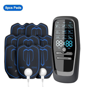 Dual Output EMS/TENS Massage Device | 9 Modes | Type-C Charging | 8 Adhesive Pads