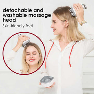 White Rechargeable Electric Scalp Massager | Adjustable Speeds | LED Therapy | Hair Care