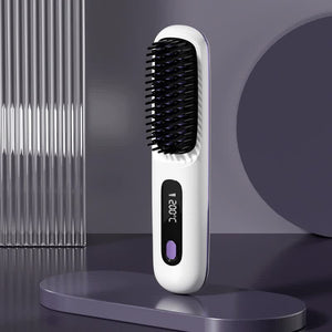 Hair Straightening Brush | Wireless | Compact & Rechargeable | White