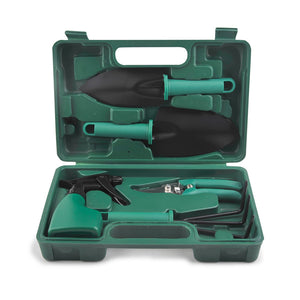 Gardening Tool Set | YL/L05 Green | 5pc Compact Set with Case | Home Garden Essentials