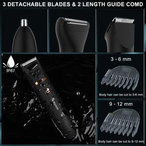 3-in-1 Waterproof Rechargeable Electric Hair Trimmer Set for Men | Professional Grooming Kit