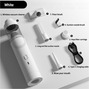 White Cordless Handheld Vacuum Cleaner with Blower Function | Compact & Rechargeable | 120W Power