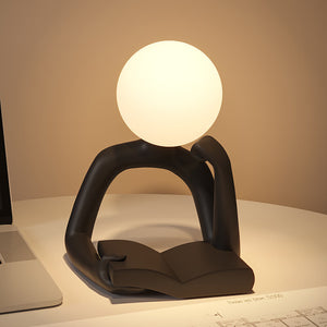 Black Creative Book Reader Desk Lamp | USB Powered Modern Resin Design